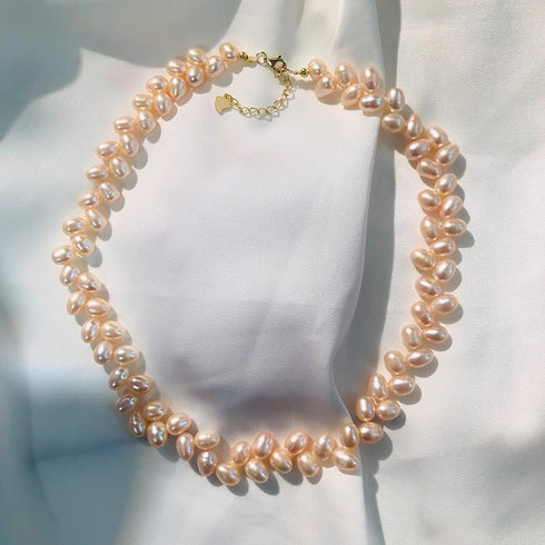 Wheat Rice Baroque Pearl Necklace – Sterling Silver