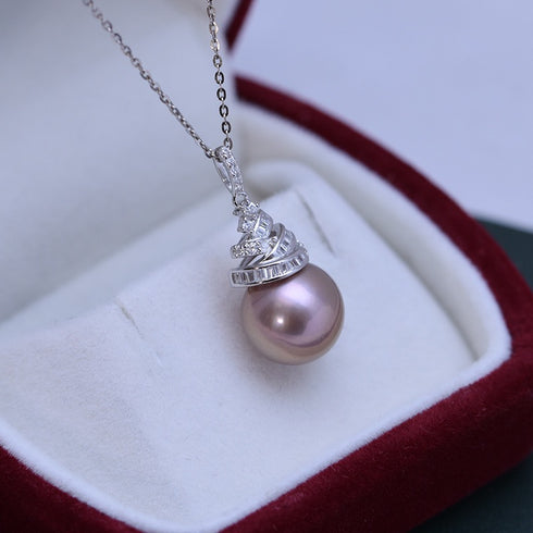 Sparkling Tree White / Purple Pearl Pendant Necklace – Sterling Silver/Gold Vermeil