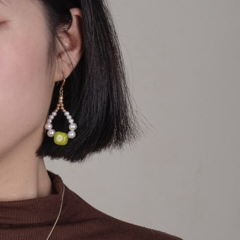 Colorful Cube Teardrop Pearl Earrings – Rustic Elegance