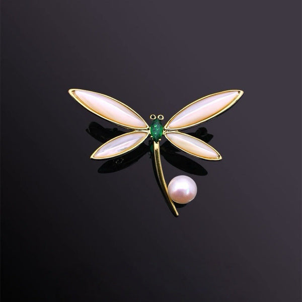Dragonfly Pearl Brooch