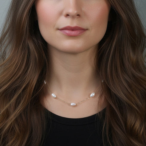 Baroque Freshwater Pearl Necklace and Earrings Set – Sterling Silver