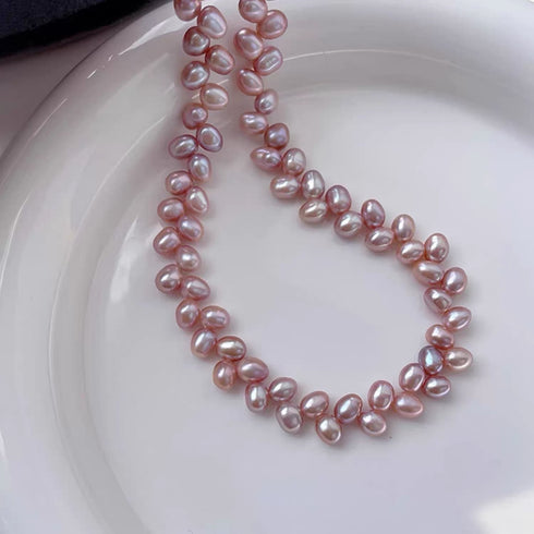 Wheat Rice Baroque Pearl Necklace – Sterling Silver