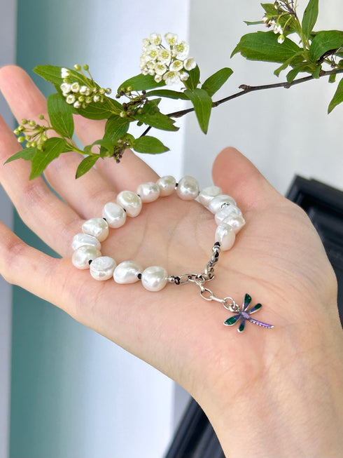 Dragonfly Baroque Pearl Bracelet