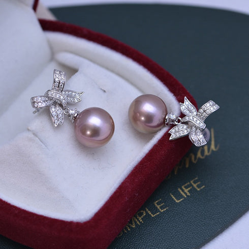 Bow Pearl Drop Earrings – Sterling Silver / Gold Vermeil