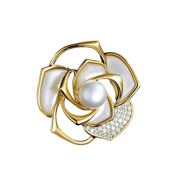 Camellia Floral Pearl Brooch – Elegant and Timeless
