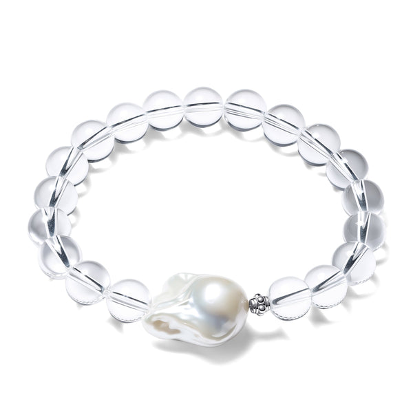 White Crystal Beads Baroque Pearl Bracelet