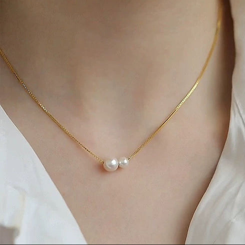 Dual Pearl Necklace - Gold Vermeil / Sterling Silver