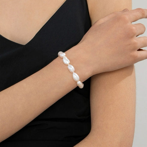 Modern Baroque Pearl Beaded Bracelet