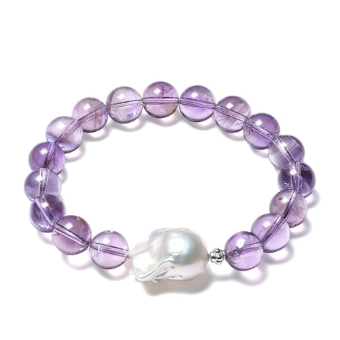 Amethyst Beads Baroque Pearl Bracelet