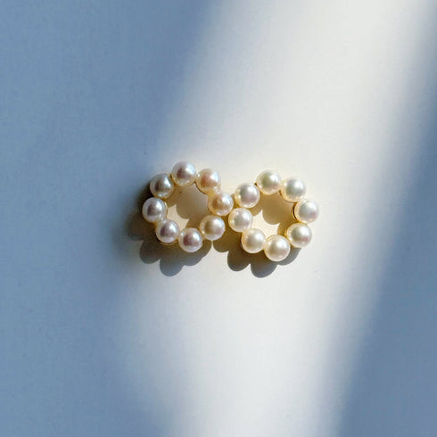 Floral Mini Pearl Wreath Stud Earrings -18K Gold Vermeil