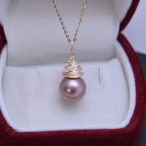 Sparkling Tree White / Purple Pearl Pendant Necklace – Sterling Silver/Gold Vermeil