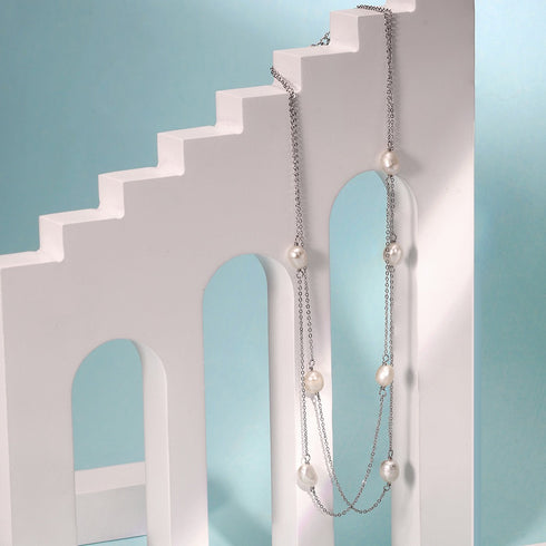 Baroque Freshwater Pearl Layered Necklace – Sterling Silver