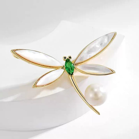 Dragonfly Pearl Brooch