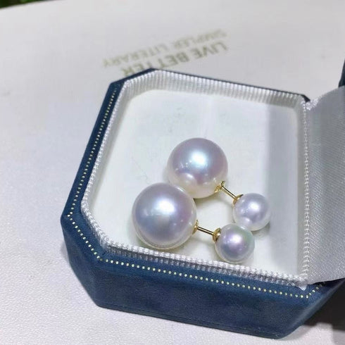 Bold Dual Edison Pearl Stud Earrings - Versatile Design