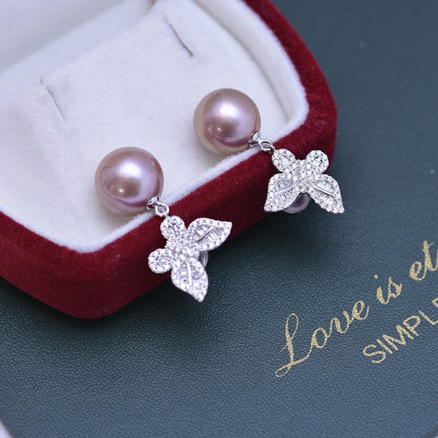 Butterfly Drop Pearl Earrings – Sterling Silver