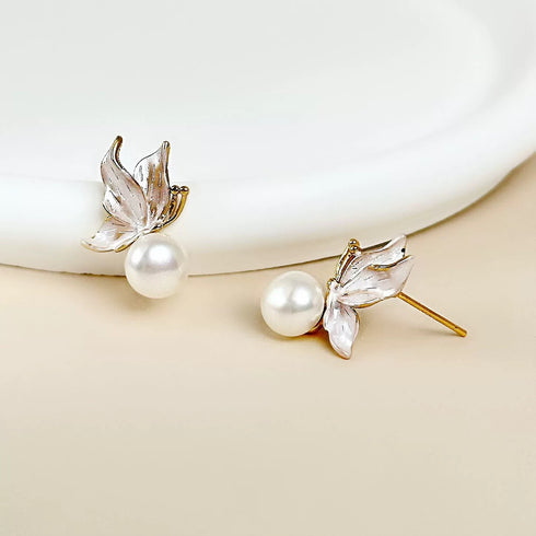 Butterfly Freshwater Pearl Stud Earrings