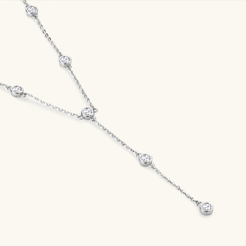 Sparkling Bubble Y Shaped Moissanite Necklace