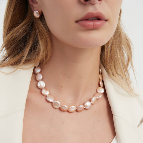 Pink Coin Baroque Pearl Strand Bracelet and Necklace (Purchase Individually) - House Of Pearls
