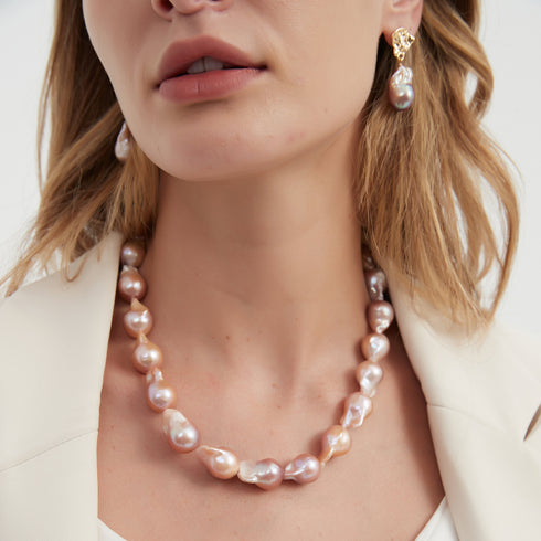 Purple Large Baroque Freshwater Pearl Necklace - House Of Pearls