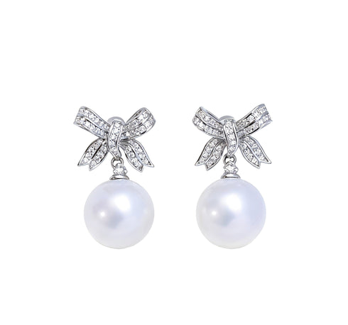 Bow Drop Pearl Earrings – Sterling Silver / Gold Vermeil