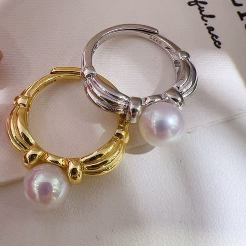 Vintage Ribbon Bow Freshwater Pearl Ring – Sterling Silver
