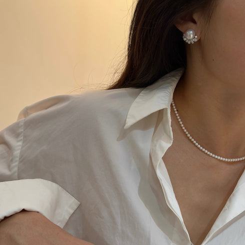 Radiant Halo Pearl Stud Earrings