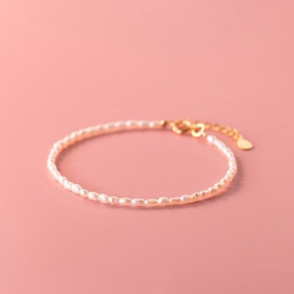 Mini Baroque Rice Pearl Bracelet and Necklace Set – Gold Vermeil