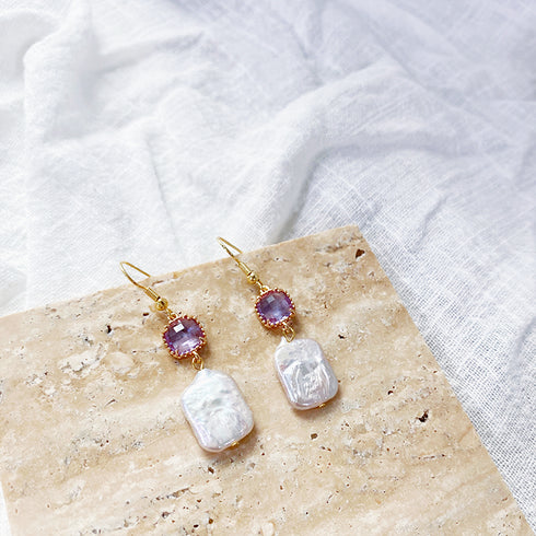 Colorful Crystal Baroque Pearl Drop Earrings – Gold Plated