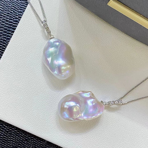 High Luster Baroque Pearl Pendant Necklace - Sterling Silver