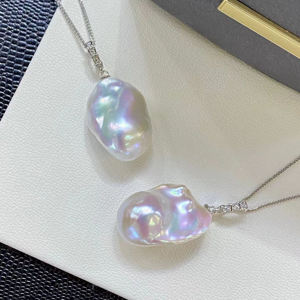 High Luster Baroque Pearl Pendant Necklace - Sterling Silver