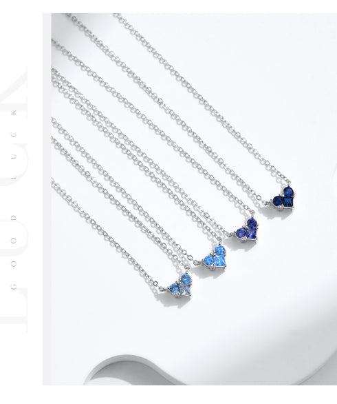 Colorful Birthstone Heart Pendant Necklace - Sterling Silver