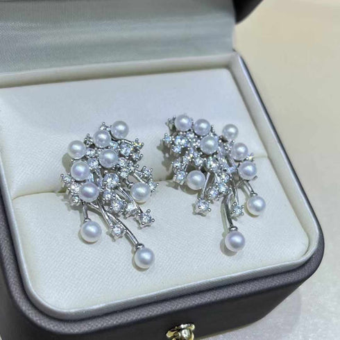 Fireworks Pearl Stud Earrings - Sterling Silver