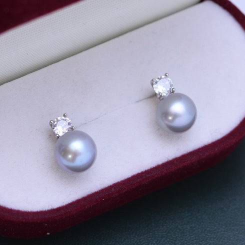 Sasha Button Freshwater Pearl Stud Earrings Different Colors - May-Lynn