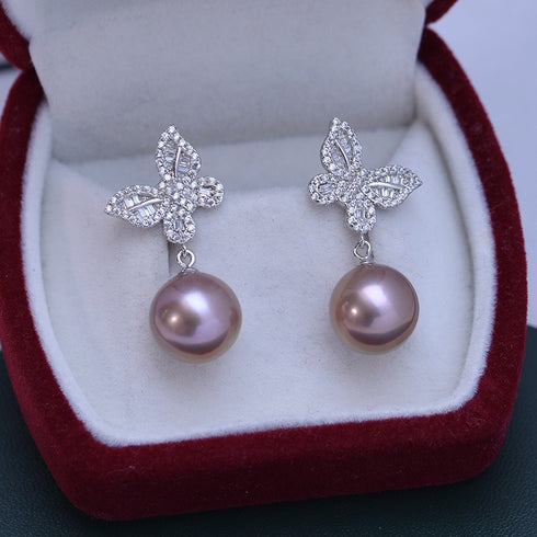 Butterfly Drop Pearl Earrings – Sterling Silver