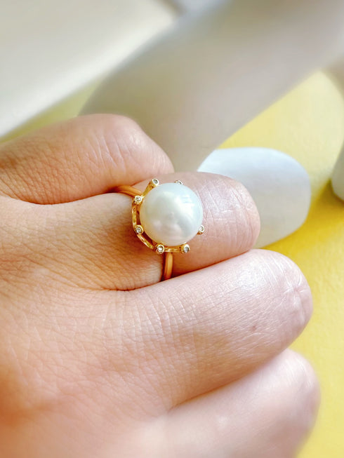 Power Edison Pearl Zirconia Ring