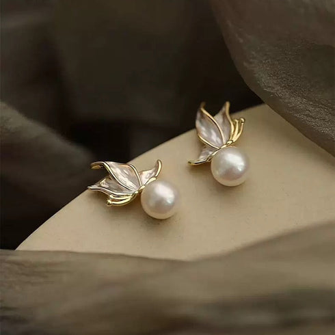 Butterfly Freshwater Pearl Stud Earrings