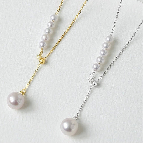 Grace Pearls Drop Y-Chain Necklace - 18K Gold Vermeil/ Sterling Silver
