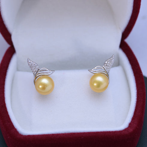 Mermaid Pearl Stud Earrings - Sterling Silver