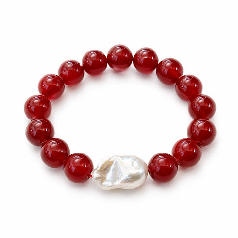 Red Agate Baroque Pearl Bracelet