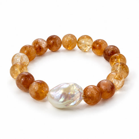 Citrine Baroque Pearl Bracelet