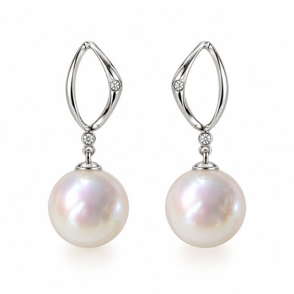 Freshwater Pearl Drop Zirconia Silver Earrings
