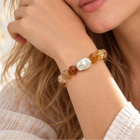 Citrine Baroque Pearl Bracelet