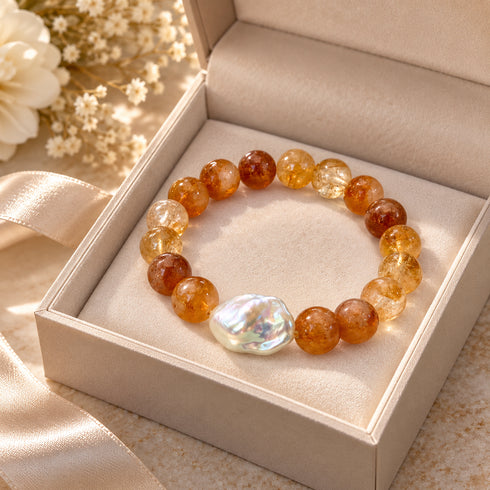 Citrine Baroque Pearl Bracelet