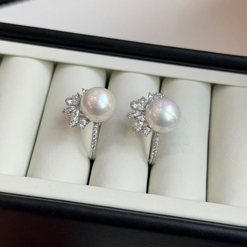 Radiant Halo Pearl Ring - Sterling Silver/ Gold Vermeil