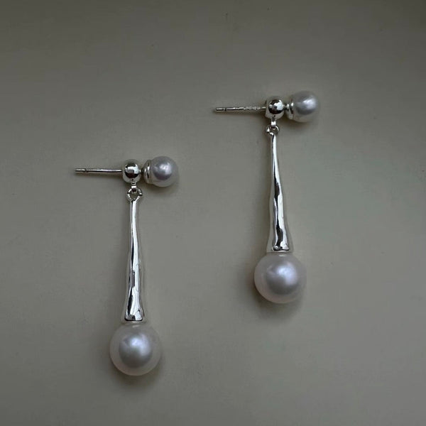 Freshwater Dual Pearl Drop Earrings – Sterling Silver