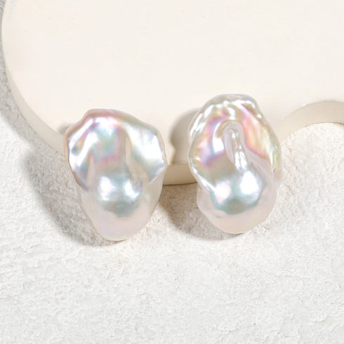 Bold Large Baroque Pearl Stud Earrings