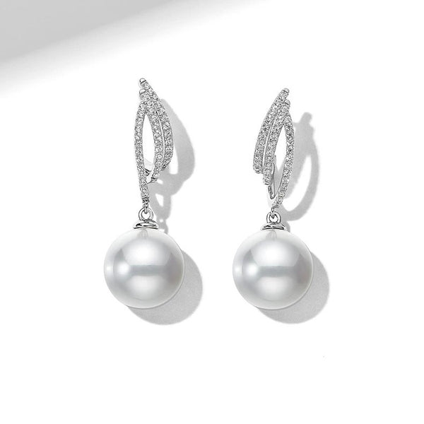 Elegant Drop Pearl Zirconia Earrings - 925 Sterling Silver