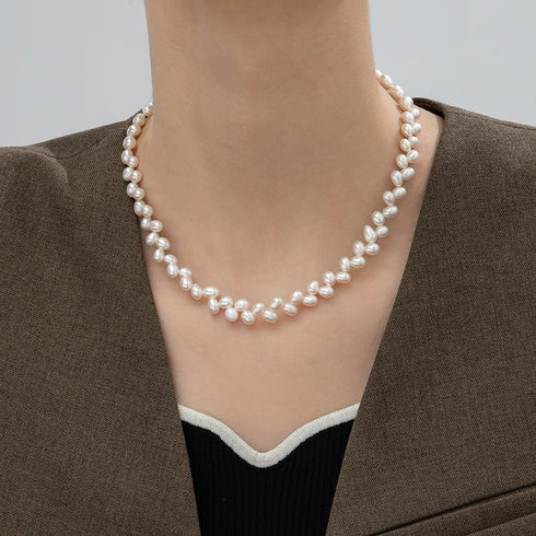 Wheat Rice Baroque Pearl Necklace – Sterling Silver