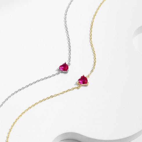 Pink Heart Zirconia Bracelet - Sterling Silver