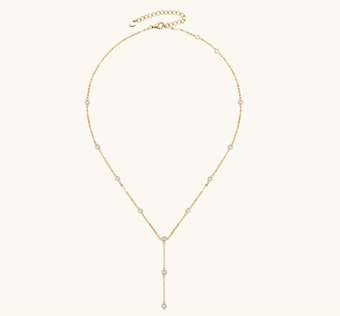 Sparkling Bubble Y Shaped Moissanite Necklace